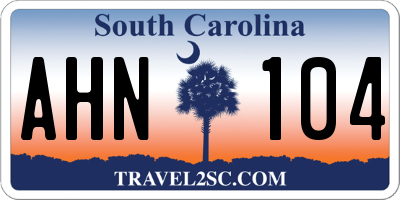 SC license plate AHN104