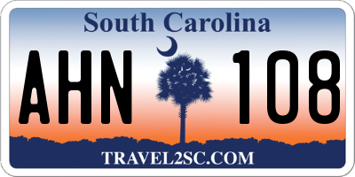 SC license plate AHN108