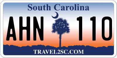 SC license plate AHN110