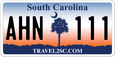 SC license plate AHN111
