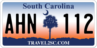 SC license plate AHN112