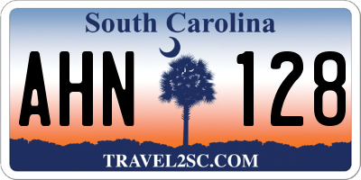 SC license plate AHN128