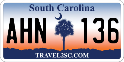 SC license plate AHN136