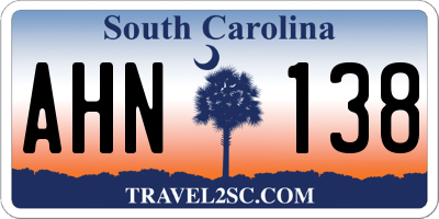 SC license plate AHN138