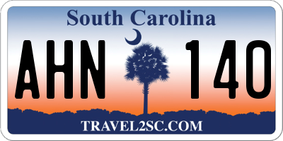 SC license plate AHN140