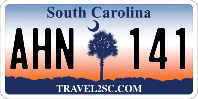 SC license plate AHN141
