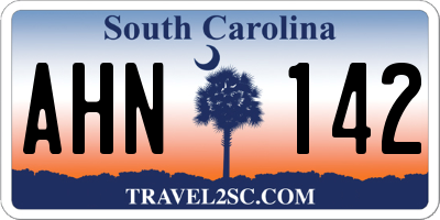 SC license plate AHN142