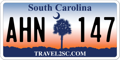 SC license plate AHN147