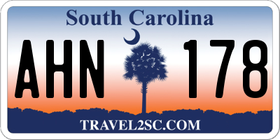 SC license plate AHN178