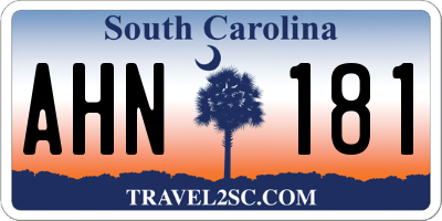 SC license plate AHN181
