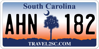 SC license plate AHN182