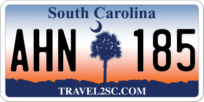 SC license plate AHN185