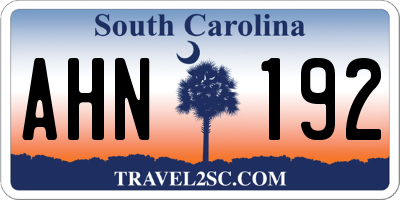 SC license plate AHN192
