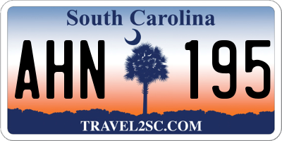 SC license plate AHN195