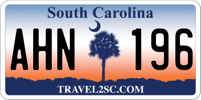 SC license plate AHN196