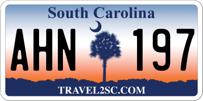 SC license plate AHN197