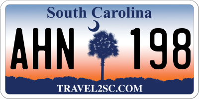 SC license plate AHN198