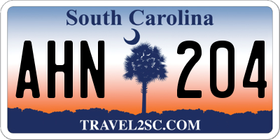 SC license plate AHN204