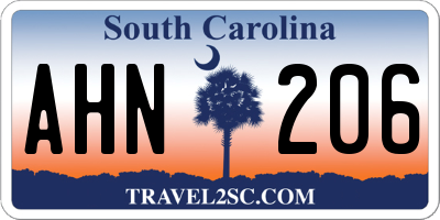 SC license plate AHN206