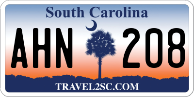SC license plate AHN208