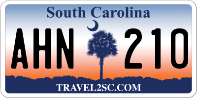 SC license plate AHN210