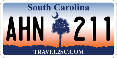 SC license plate AHN211