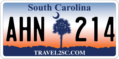 SC license plate AHN214