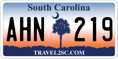 SC license plate AHN219