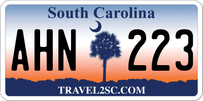 SC license plate AHN223