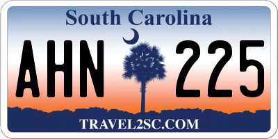 SC license plate AHN225