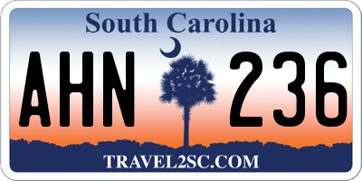 SC license plate AHN236