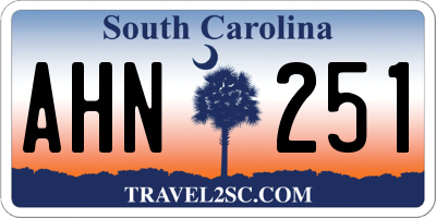 SC license plate AHN251