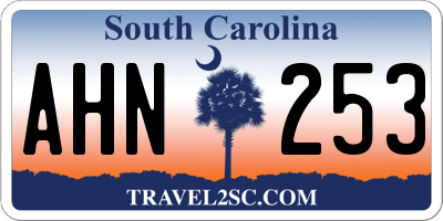 SC license plate AHN253