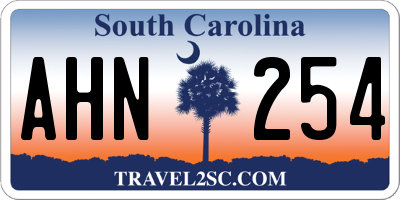SC license plate AHN254