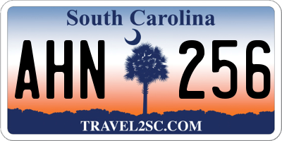 SC license plate AHN256
