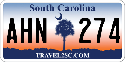 SC license plate AHN274