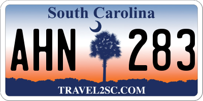 SC license plate AHN283