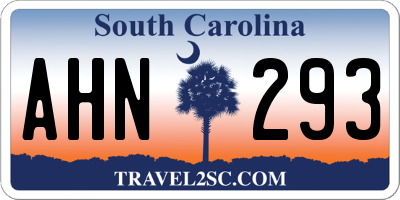 SC license plate AHN293
