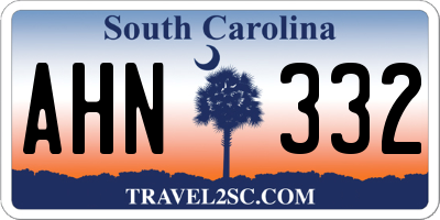 SC license plate AHN332