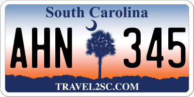 SC license plate AHN345