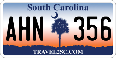 SC license plate AHN356