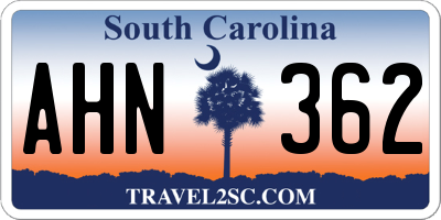 SC license plate AHN362