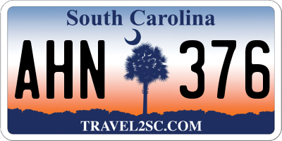 SC license plate AHN376