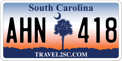 SC license plate AHN418