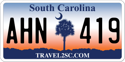 SC license plate AHN419