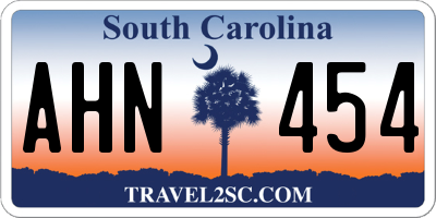 SC license plate AHN454