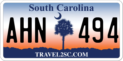 SC license plate AHN494