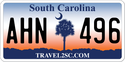 SC license plate AHN496