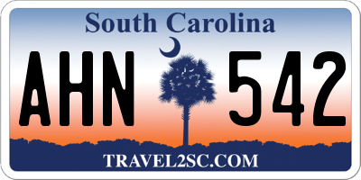 SC license plate AHN542