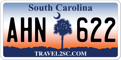 SC license plate AHN622